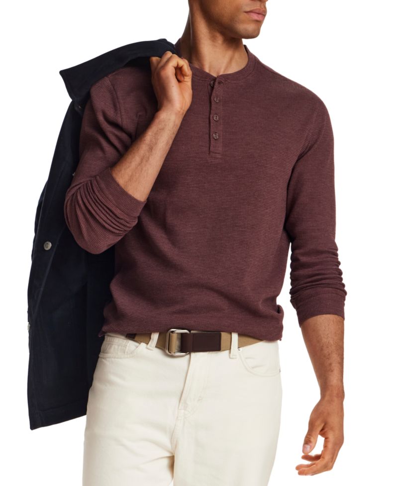 Men's Variegated Microstripe Waffle Henley T-Shirt