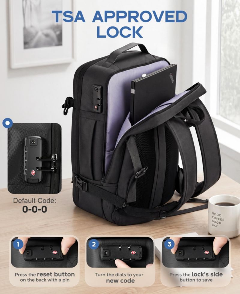 Expandable Travel Backpack with USB Charging Port, 20 to 30 Liters Carry On Backpack with Laptop Compartment, Water-Resistant Business Backpack