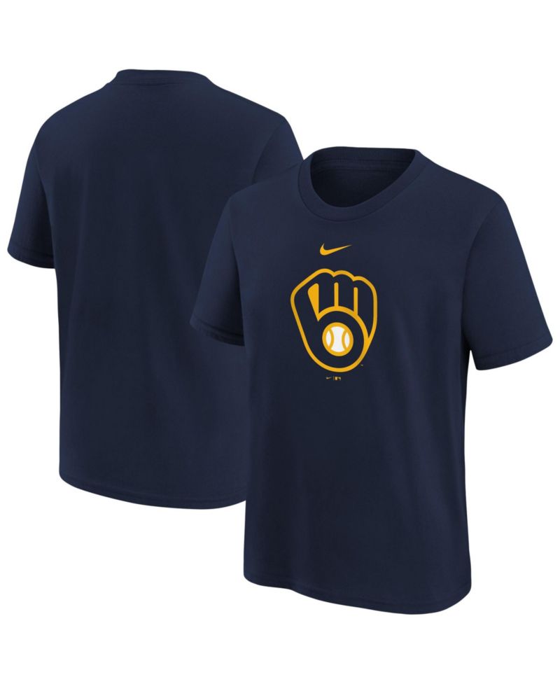 Big Boys and Girls Navy Milwaukee Brewers Large Logo T-Shirt