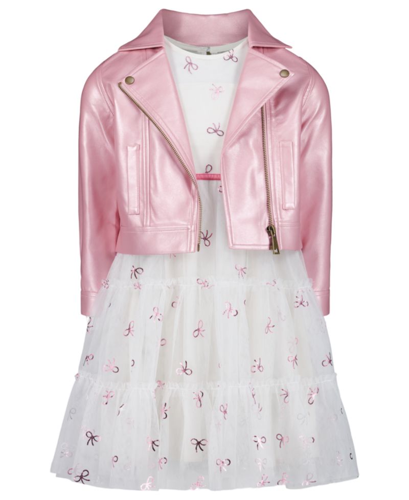 Girls' 2T-6X Moto Jacket and Sleeveless Dress, 2-Piece Set