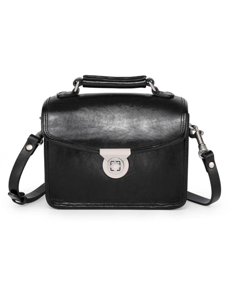 Laurel Mini Leather Convertible Pushlock Crossbody Bag