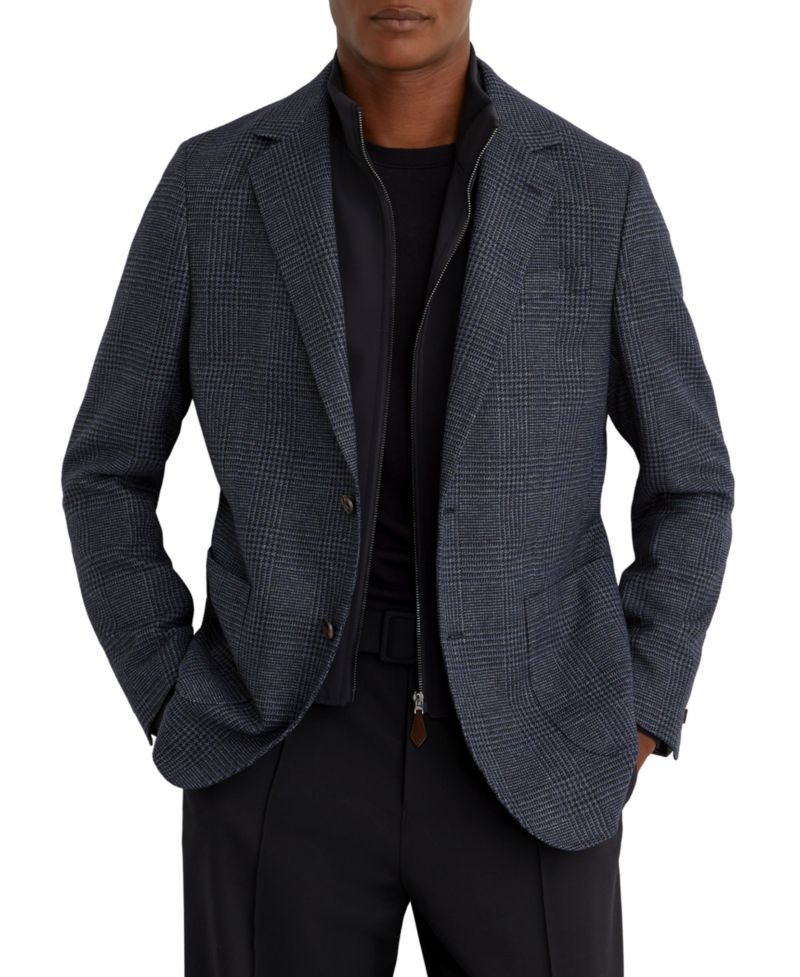 Men's Kyle Check Single-Breasted with Gilet Insert Tailored-Fit Blazer