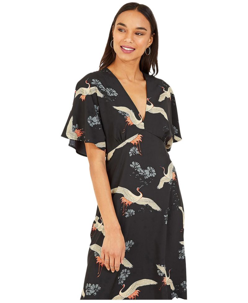 Women's Short Sleeve V-Neck Midi Dress