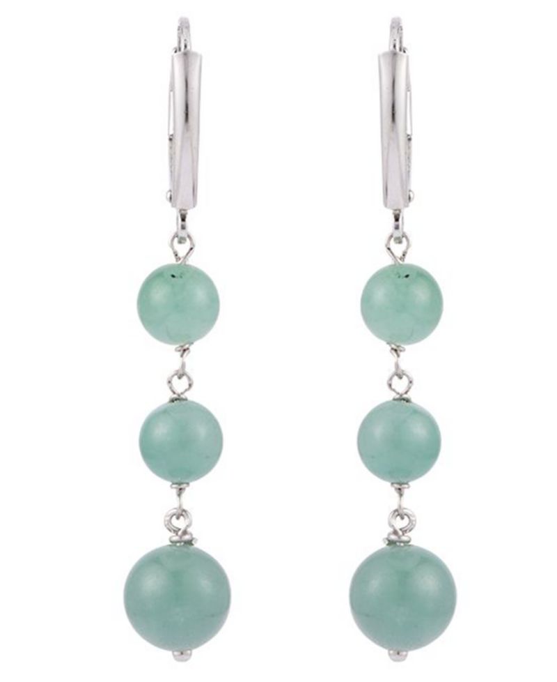 Green Jade Earrings in Sterling Silver