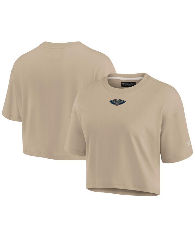 Women's Khaki New Orleans Pelicans Elements Super Soft Boxy Cropped T-Shirt