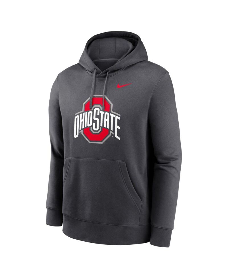 Men's Anthracite Ohio State Buckeyes Primetime Evergreen Club Fleece Pullover Hoodie