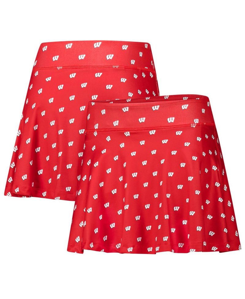 Women's Red Wisconsin Badgers Allover Print Flowy Skirt