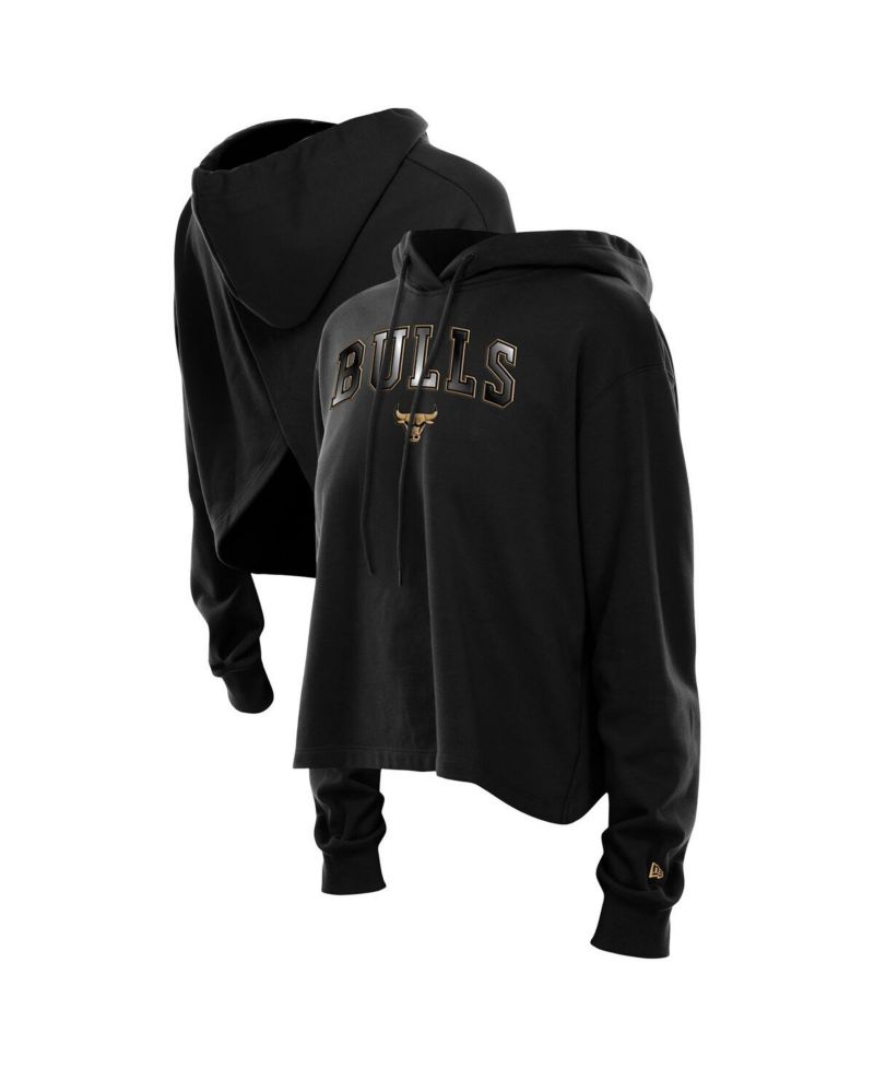 Women's Black Chicago Bulls Glam Game Open Back Hoodie