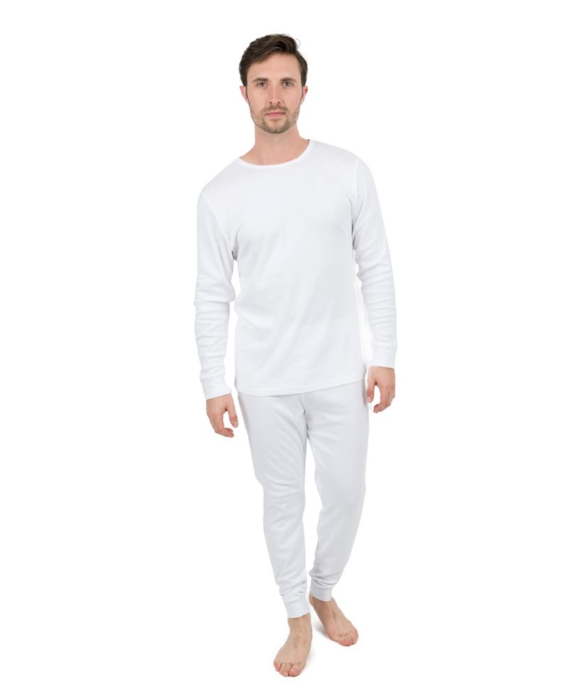 Mens Matching Family Two Piece Cotton Long Sleeve Shirt and Pants Solid Color Pajamas