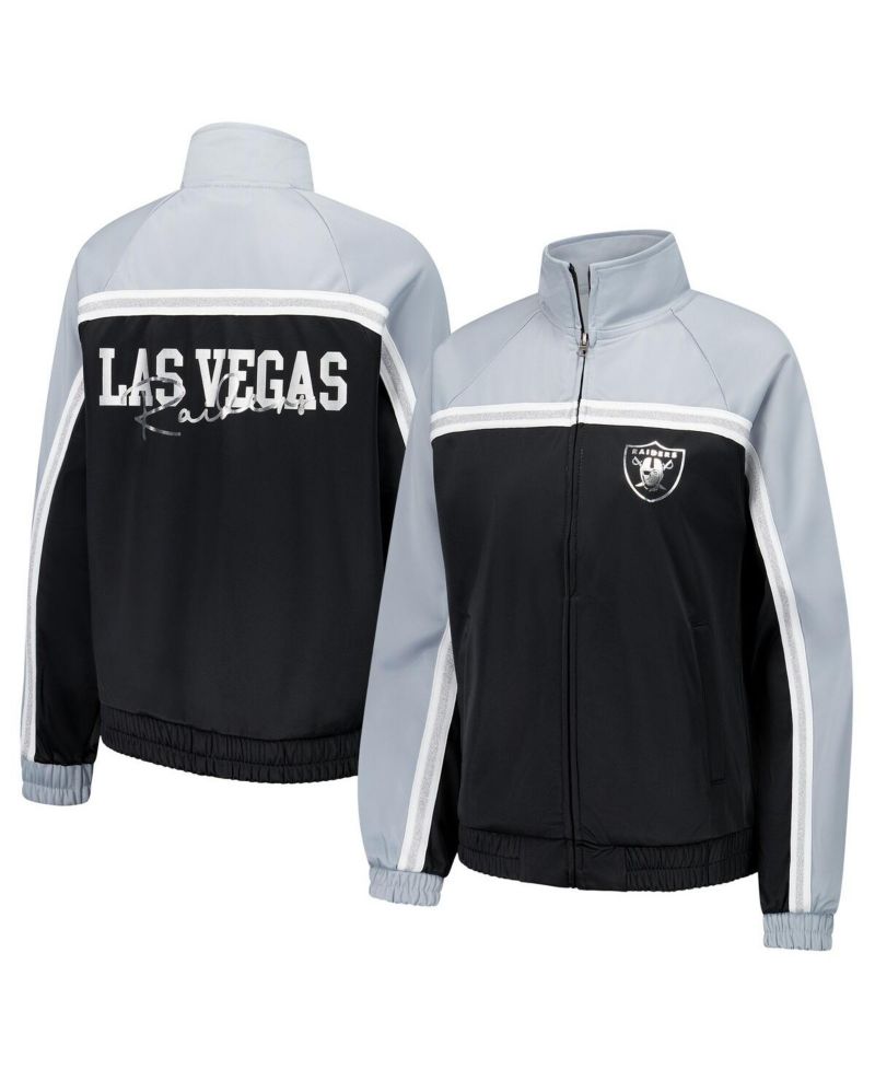 Women's Black Las Vegas Raiders Post Game Full-Zip Track Jacket