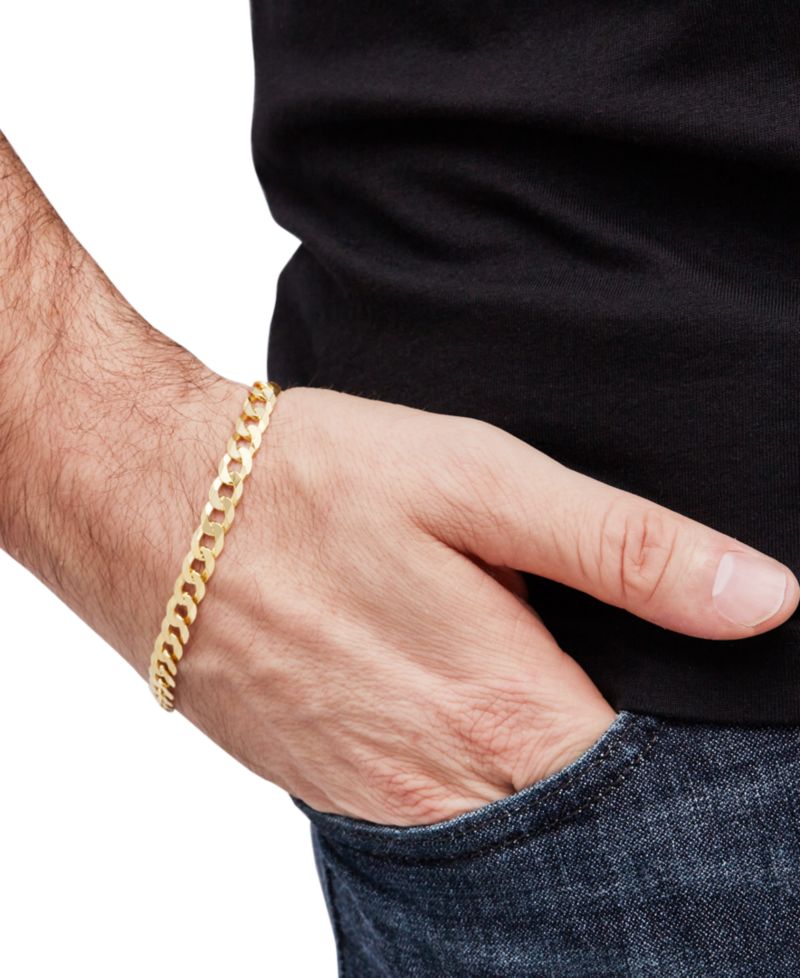 Men's Curb Link Chain Bracelet in 18k Gold-Plated Sterling Silver or Sterling Silver