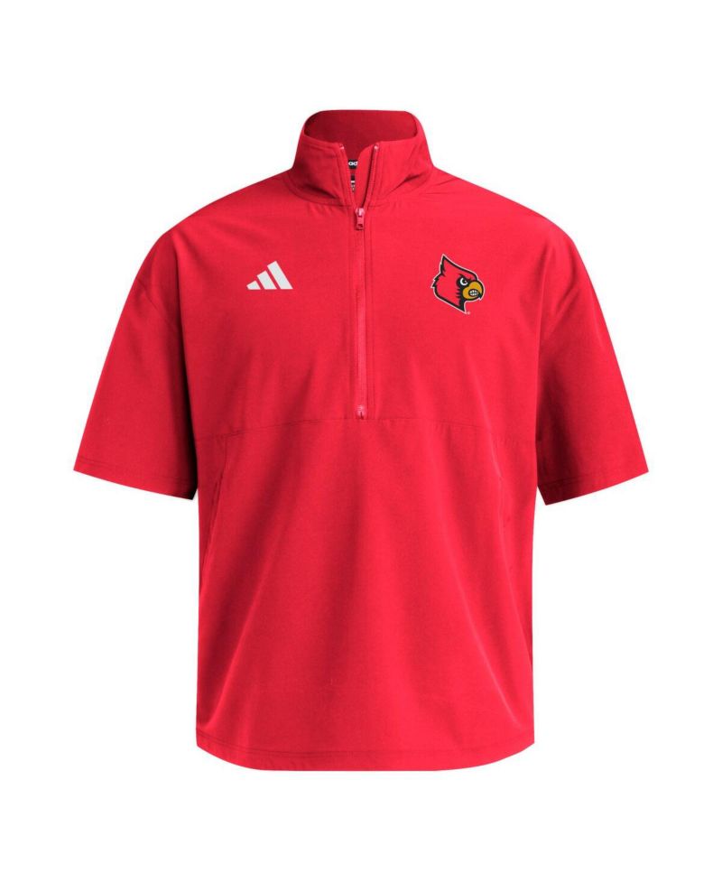 Men's Red Louisville Cardinals Woven Quarter-Zip Short Sleeve Pullover Hoodie
