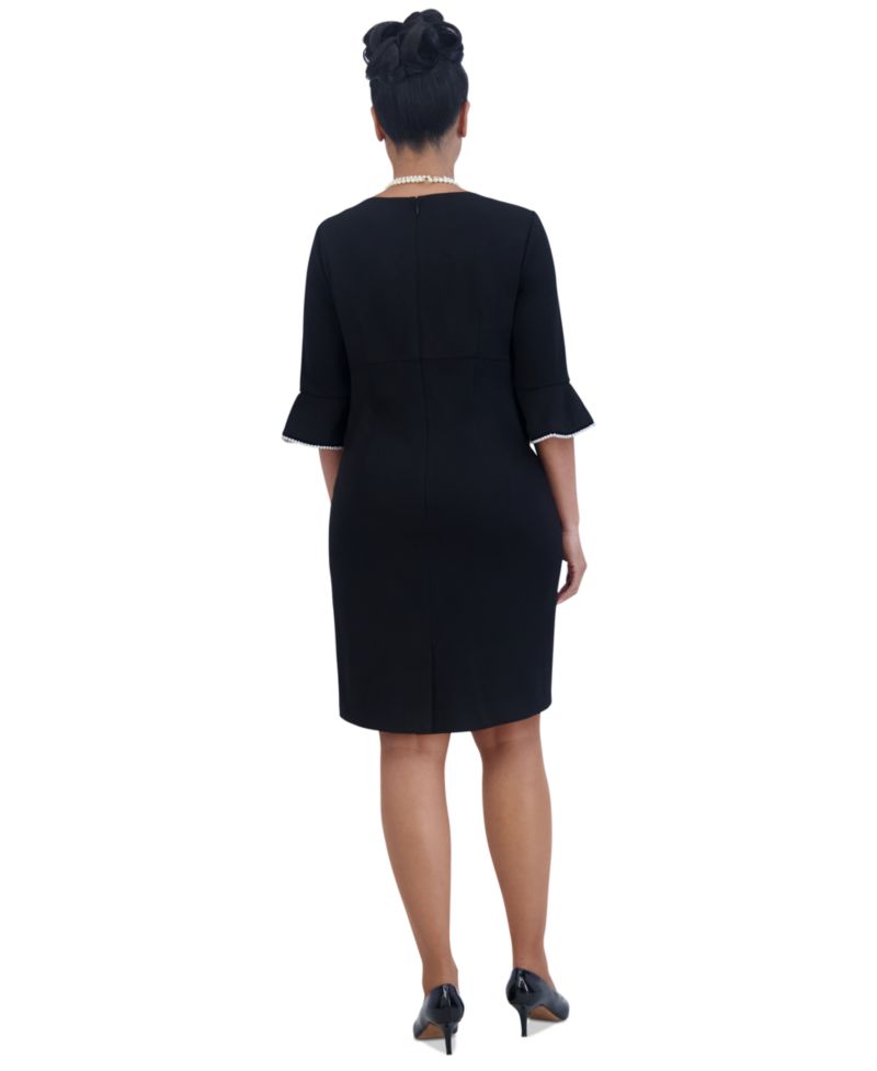 Kat Elbow-Sleeve Ruffled-Cuff Dress