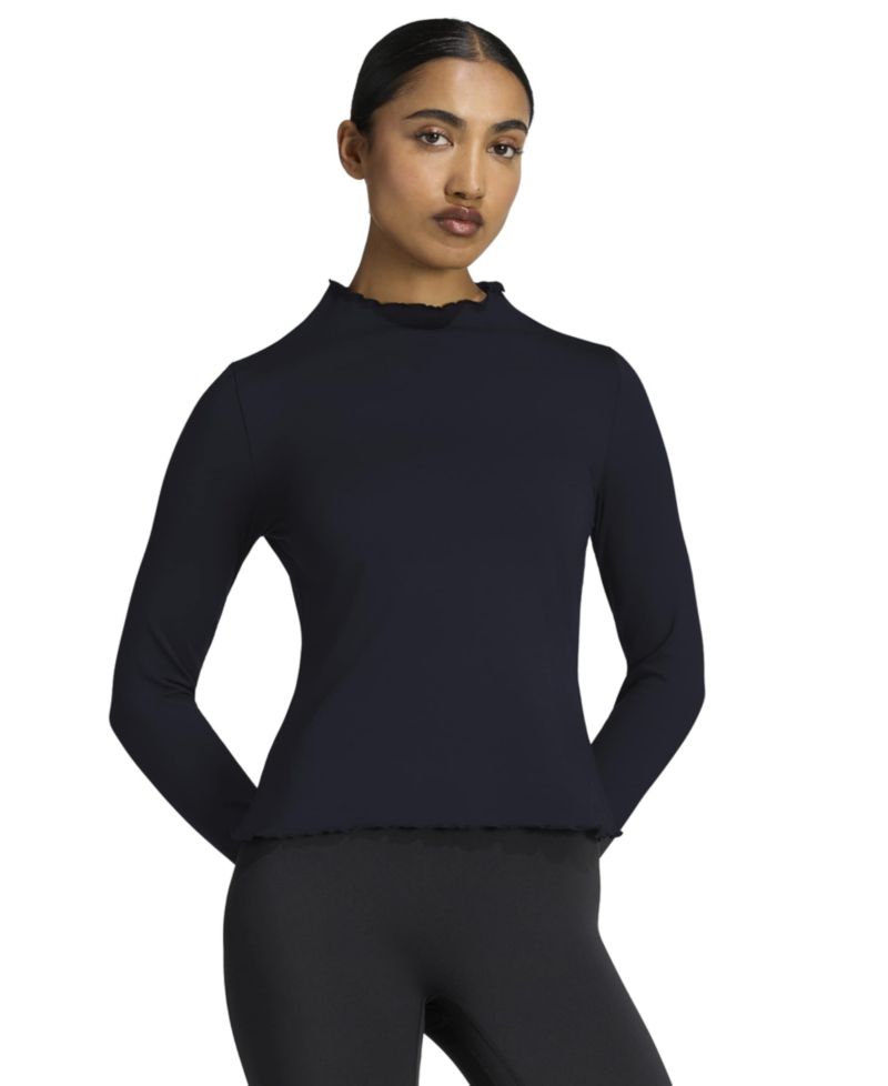 Women's Long-Sleeve Funnel Neck Slim-Fit Shirt
