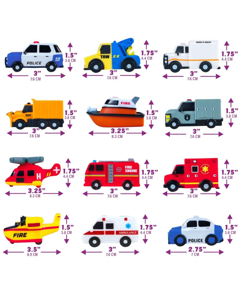 12 Pack Light Up Bath Cars Water-Activated Flashing Sensory Toys
