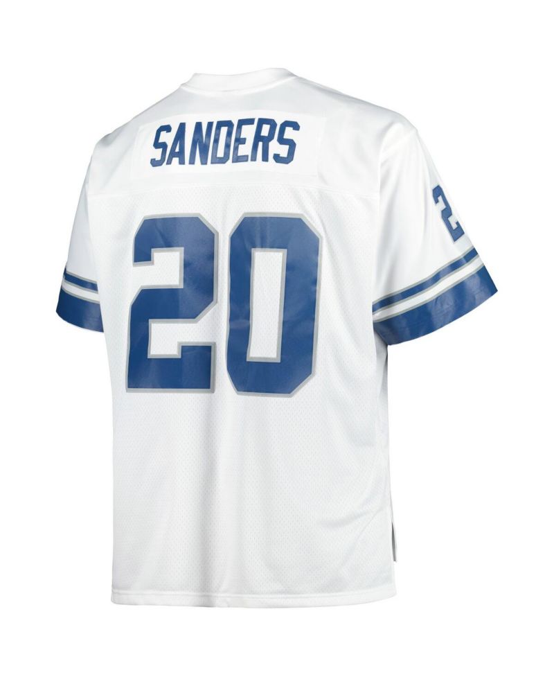 Men's Barry Sanders White Detroit Lions Big and Tall 1996 Retired Player Replica Jersey