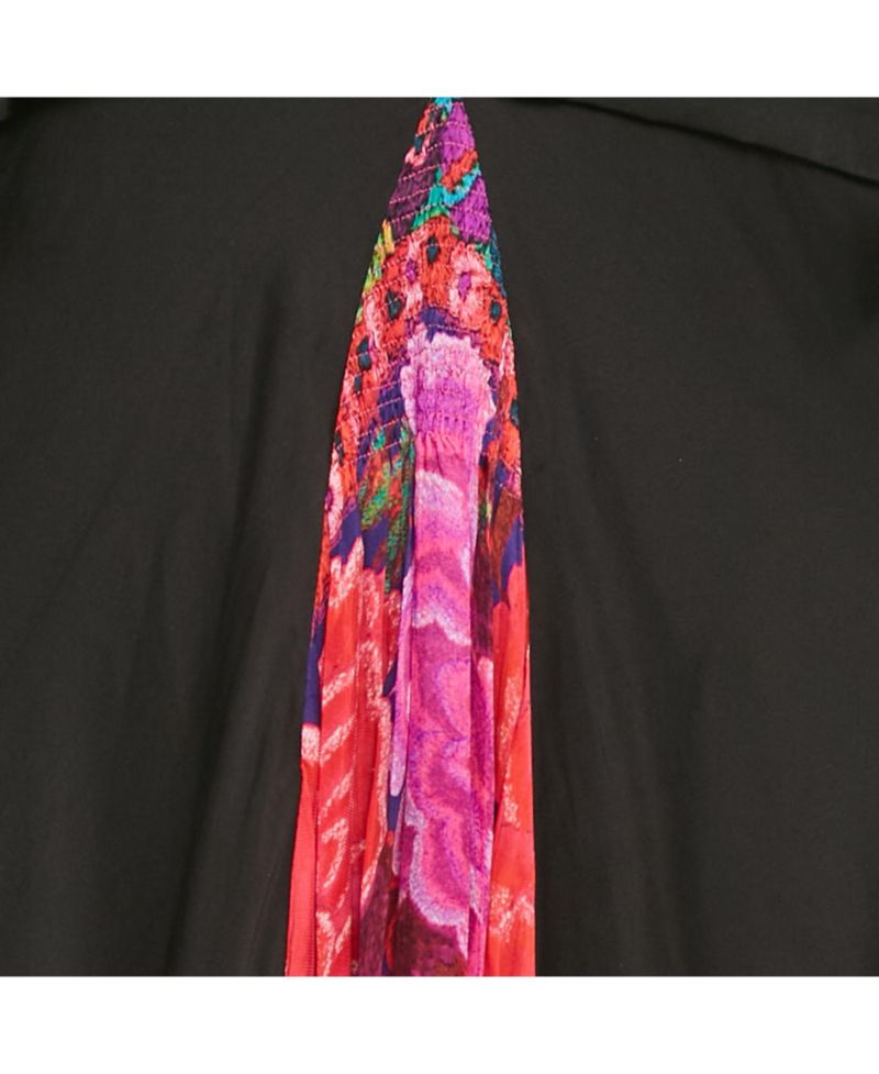 Women's Black Printed Silk Midi Dress
