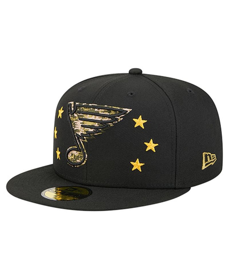 Men's Black St. Louis Blues Military Appreciation Digital Camo Stars 59FIFTY Fitted Hat