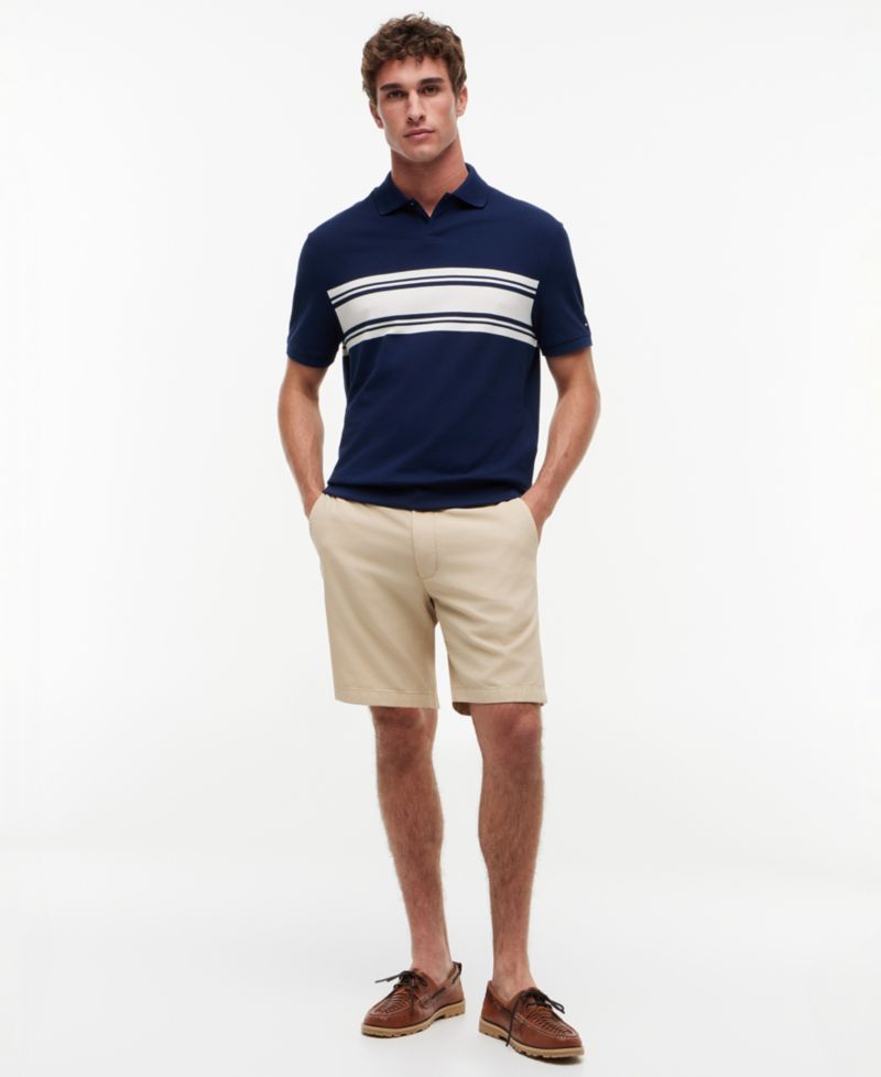 Men's Placed Breton Stripe Polo Shirt