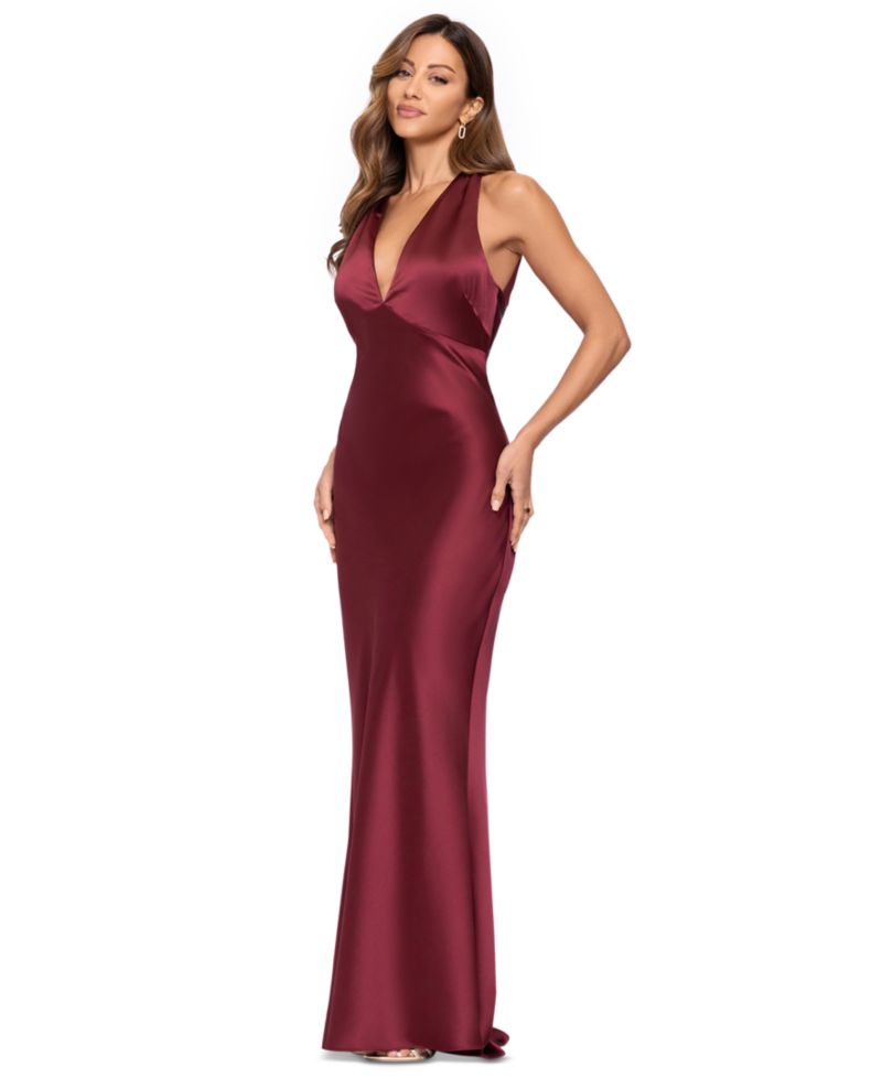 Women's Francesca Halter Ruched Satin Long Dress