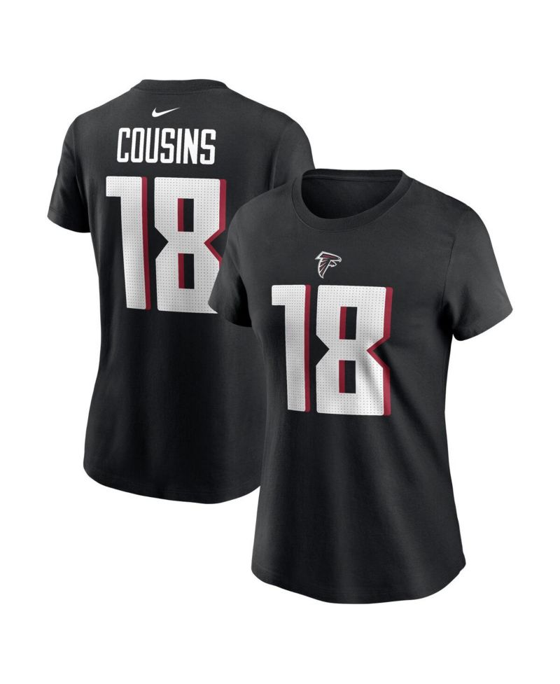 Women's Kirk Cousins Black Atlanta Falcons Player Name & Number T-Shirt
