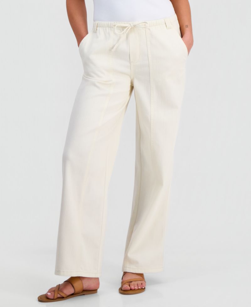 Petite Seamed Slouchy Tie-Waist Jeans