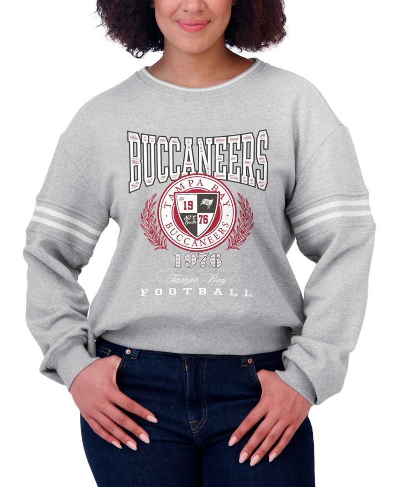 Women's Heather Gray Tampa Bay Buccaneers Cropped Pullover Sweatshirt