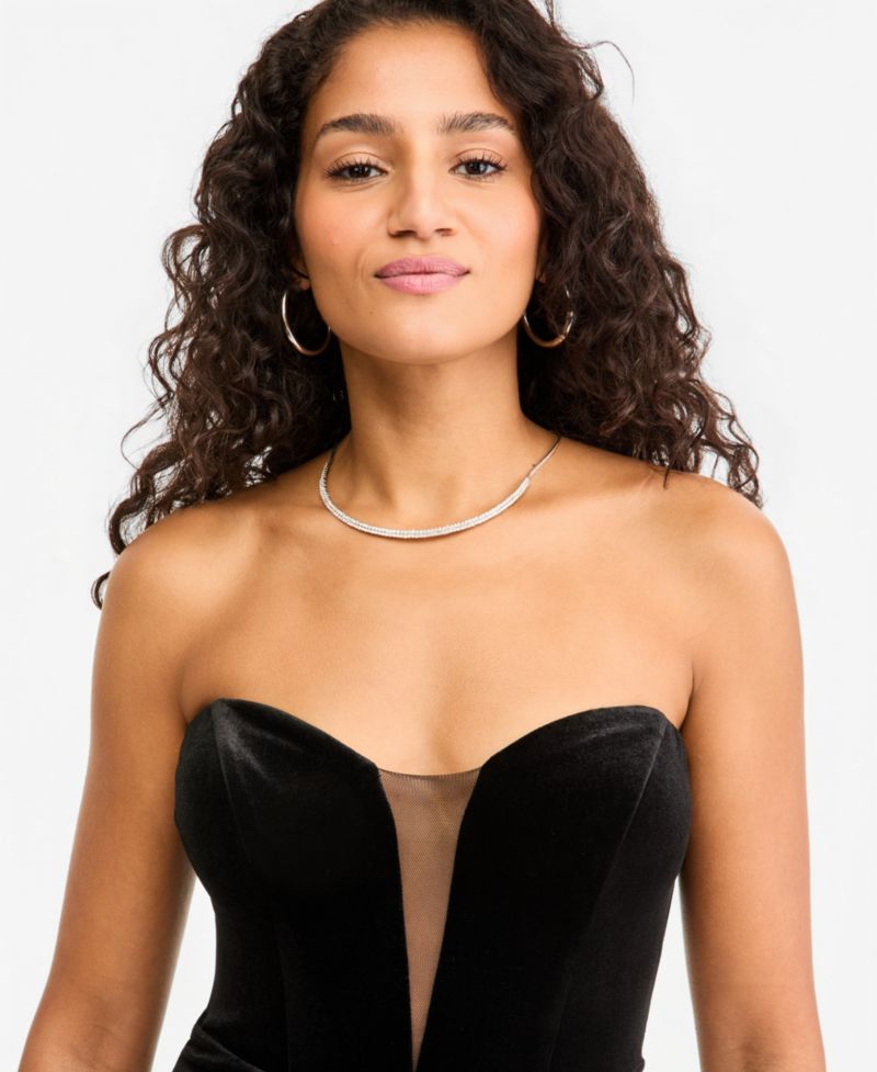Junior's Strapless Midi Feather Dress