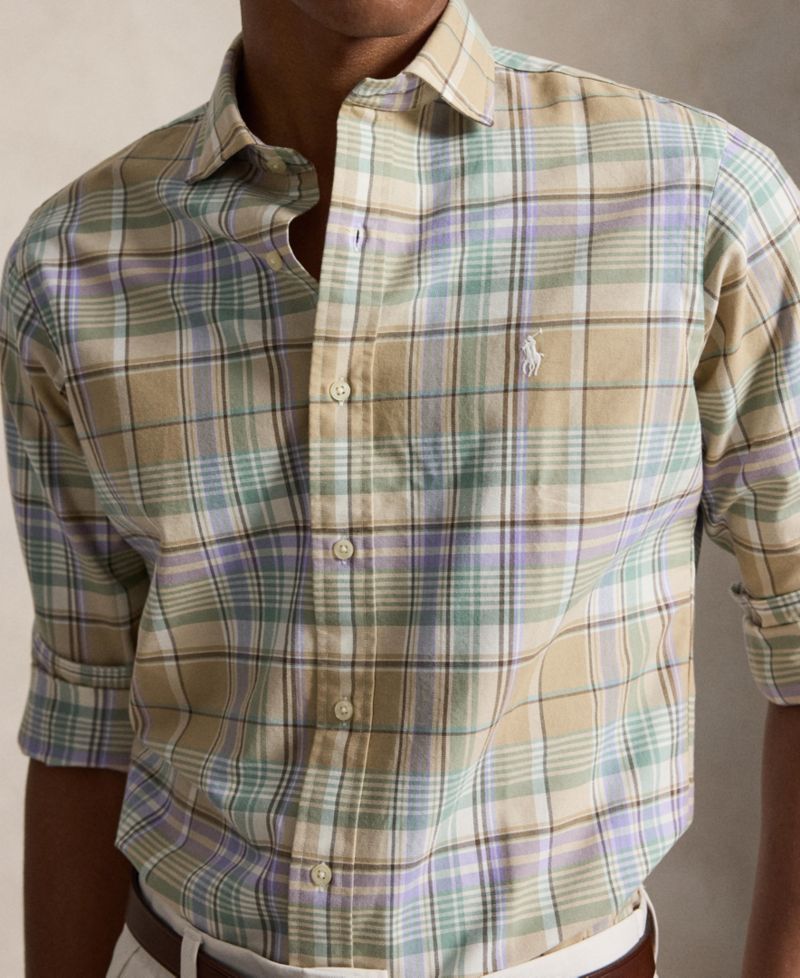 Men's Custom-Fit Plaid Oxford Shirt