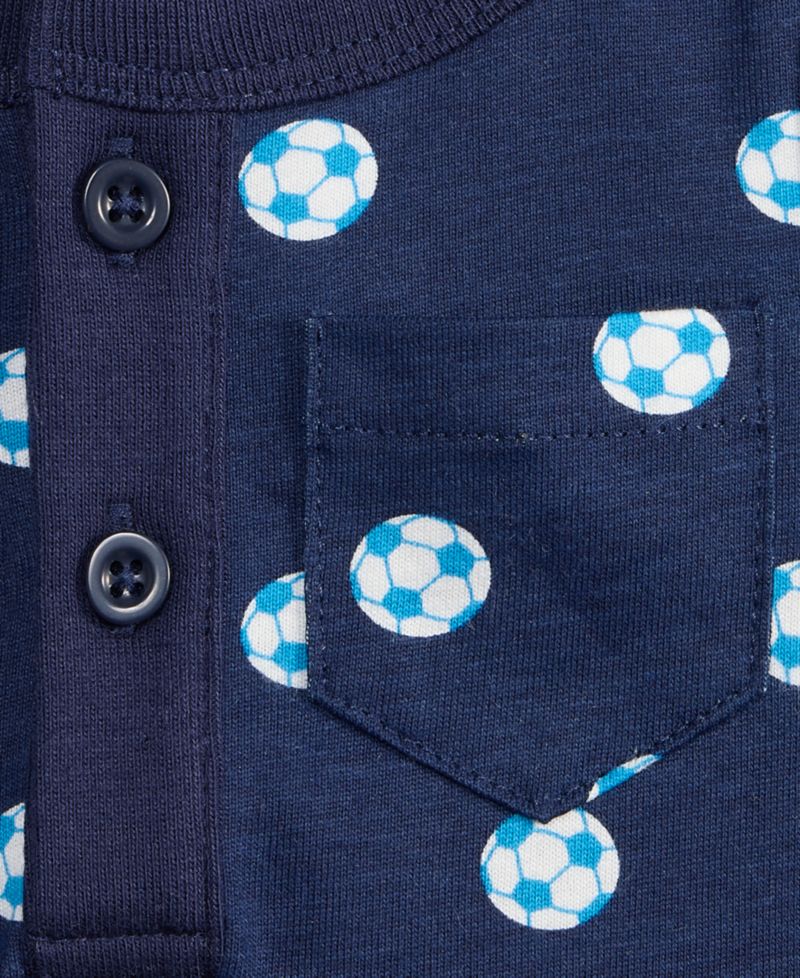 Baby Boys' Soccer-Print Cotton Sunsuit