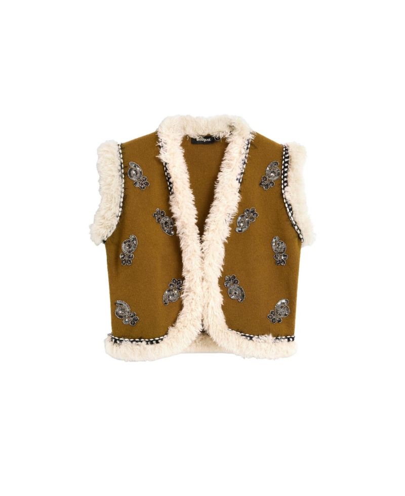 Women's Embroidered fur vest