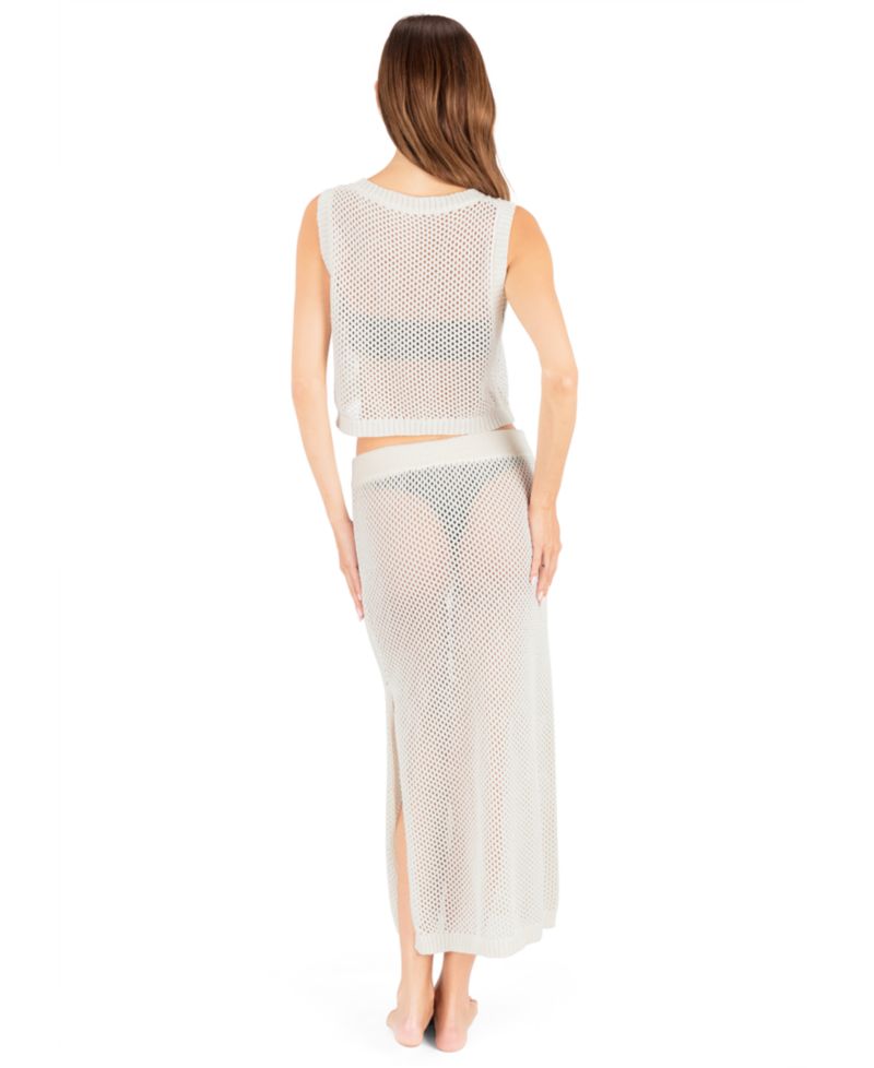 Women's Scoop Neck Embroidered Crochet Jacquard Swim Tank Top