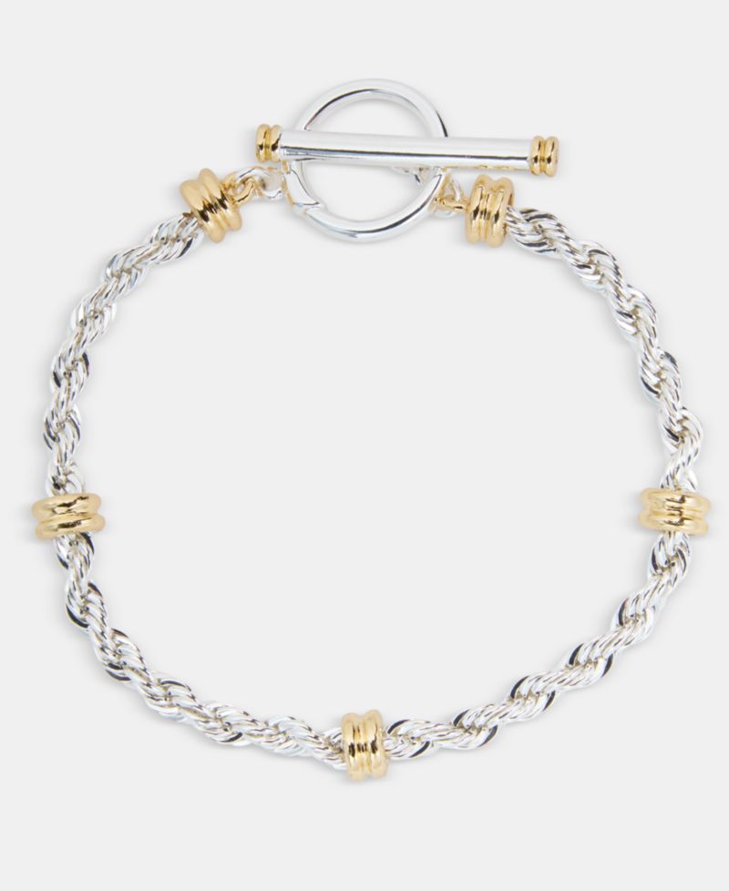 Two-Tone Rope Link Toggle Bracelet