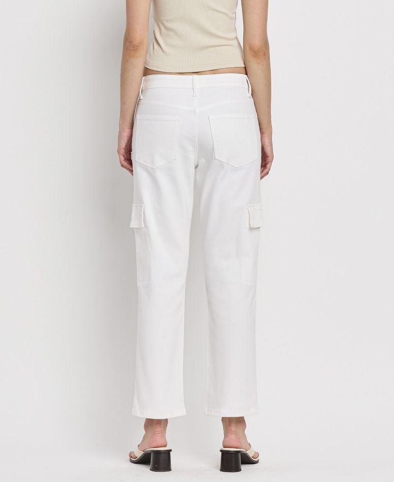 Women's High Rise Cargo Straight Jeans
