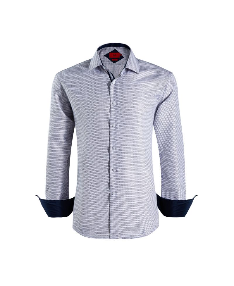 Big Boys White Slim Fit Honeycomb Button-Down Shirt