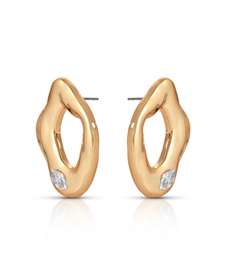 Melting Metal Crystal Stud Earrings