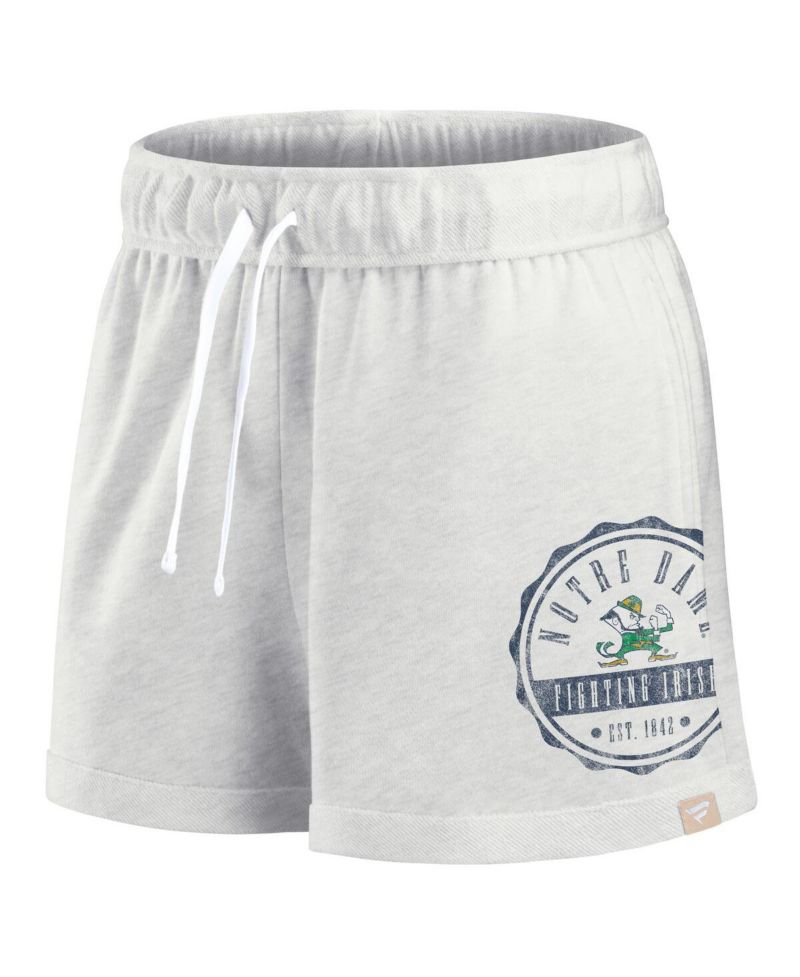 Women's Oatmeal Notre Dame Fighting Irish Win Badge Shorts