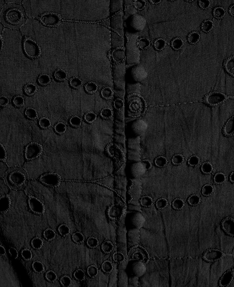 Women's Eyelet Detail Sleeveless Square Neck Peplum Top