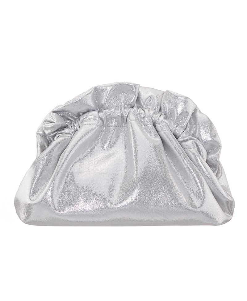 Metallic Gathered Crossbody Pouch Bag