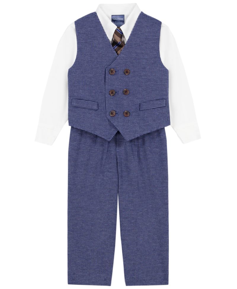 Baby Boys' Long-Sleeve Shirt, Vest, Pants and Tie, 4-Piece Set