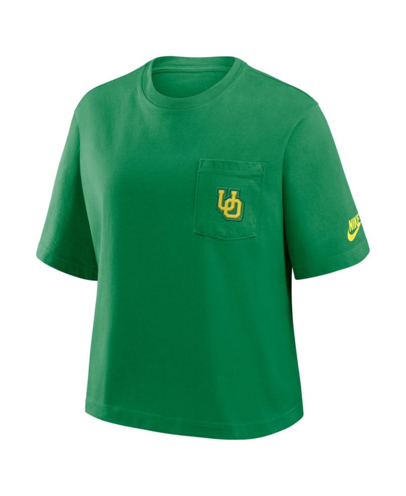 Women's Green Oregon Ducks Legacy Pocket Boxy T-Shirt