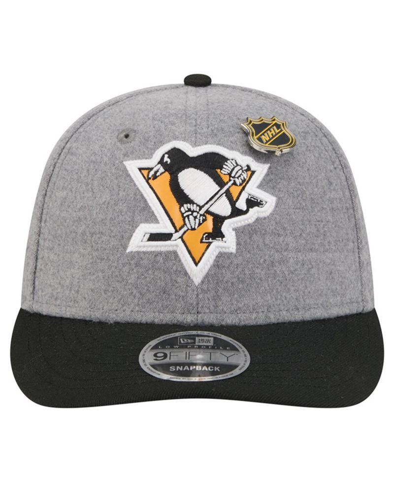 Men's Gray/Black Pittsburgh Penguins Wool Pin Low Profile 9FIFTY Snapback Hat