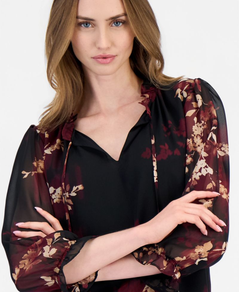 Petite Tulla Ruffle Long-Sleeve Blouse