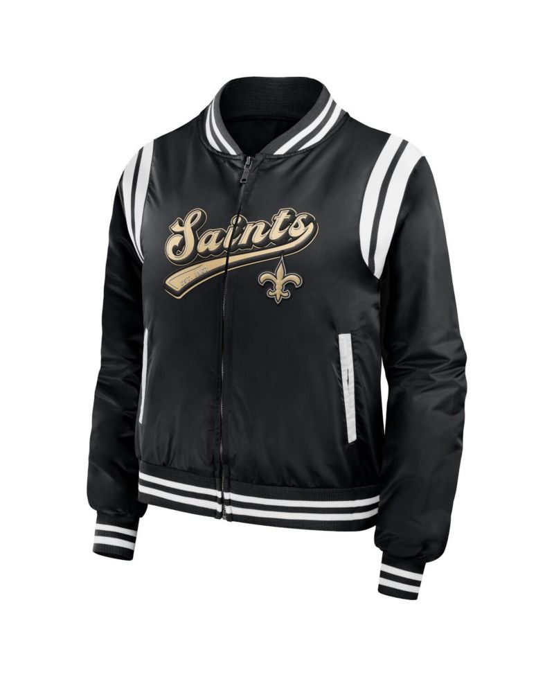 Women's Black New Orleans Saints Bomber Full-Zip Jacket