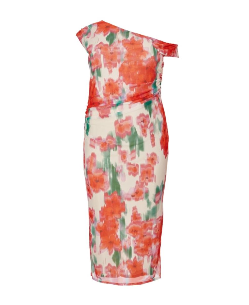 Women's Mesh Ruched Midaxi Dress