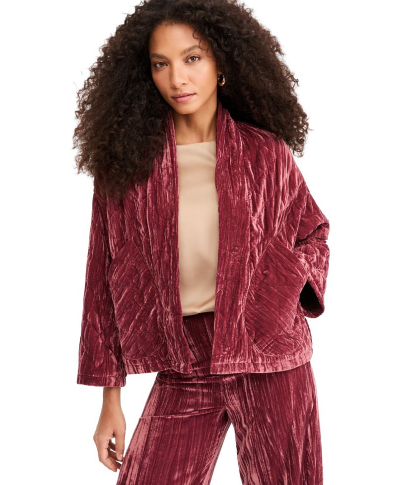 Women's Emmeccesso Quilted Velvet Open-Front Jacket