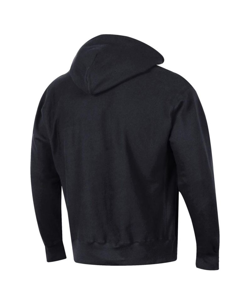Men's Black Cincinnati Reds Reverse Weave Chenille Hoodie
