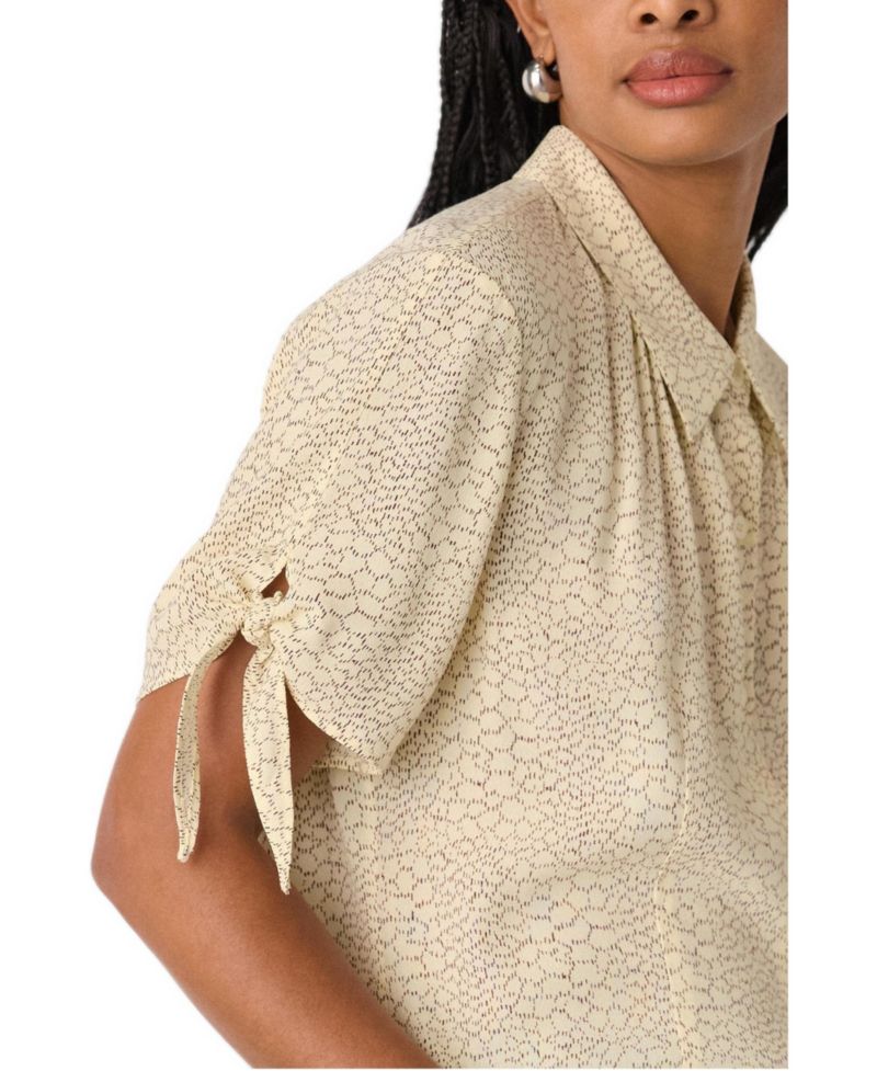Women's Dashed Marks Tie Sleeve Shirt