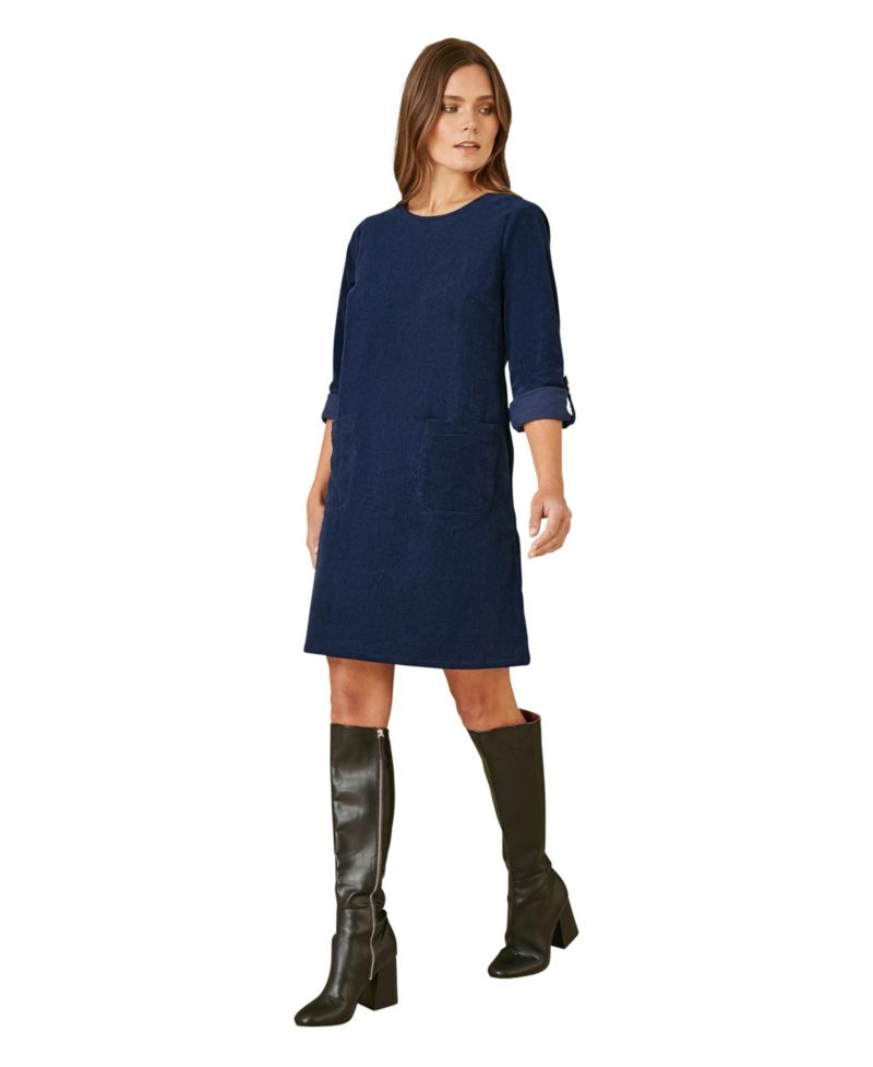 Women's Cord Tunic Dress With Pockets