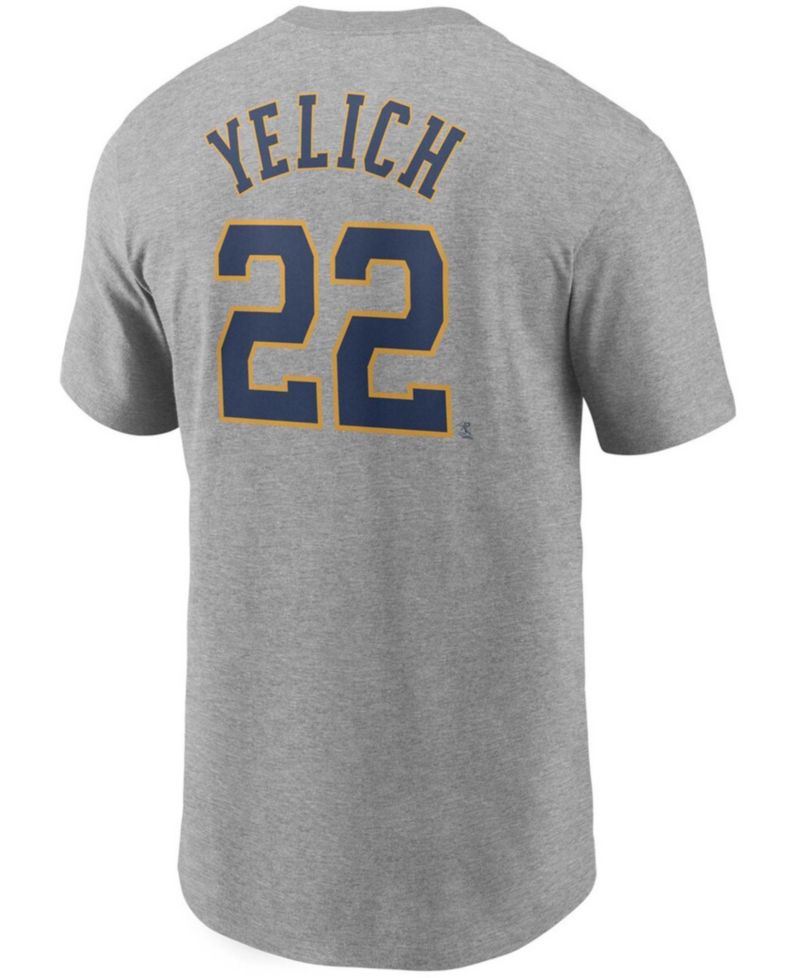 Men's Christian Yelich Gray Milwaukee Brewers Name & Number T-shirt